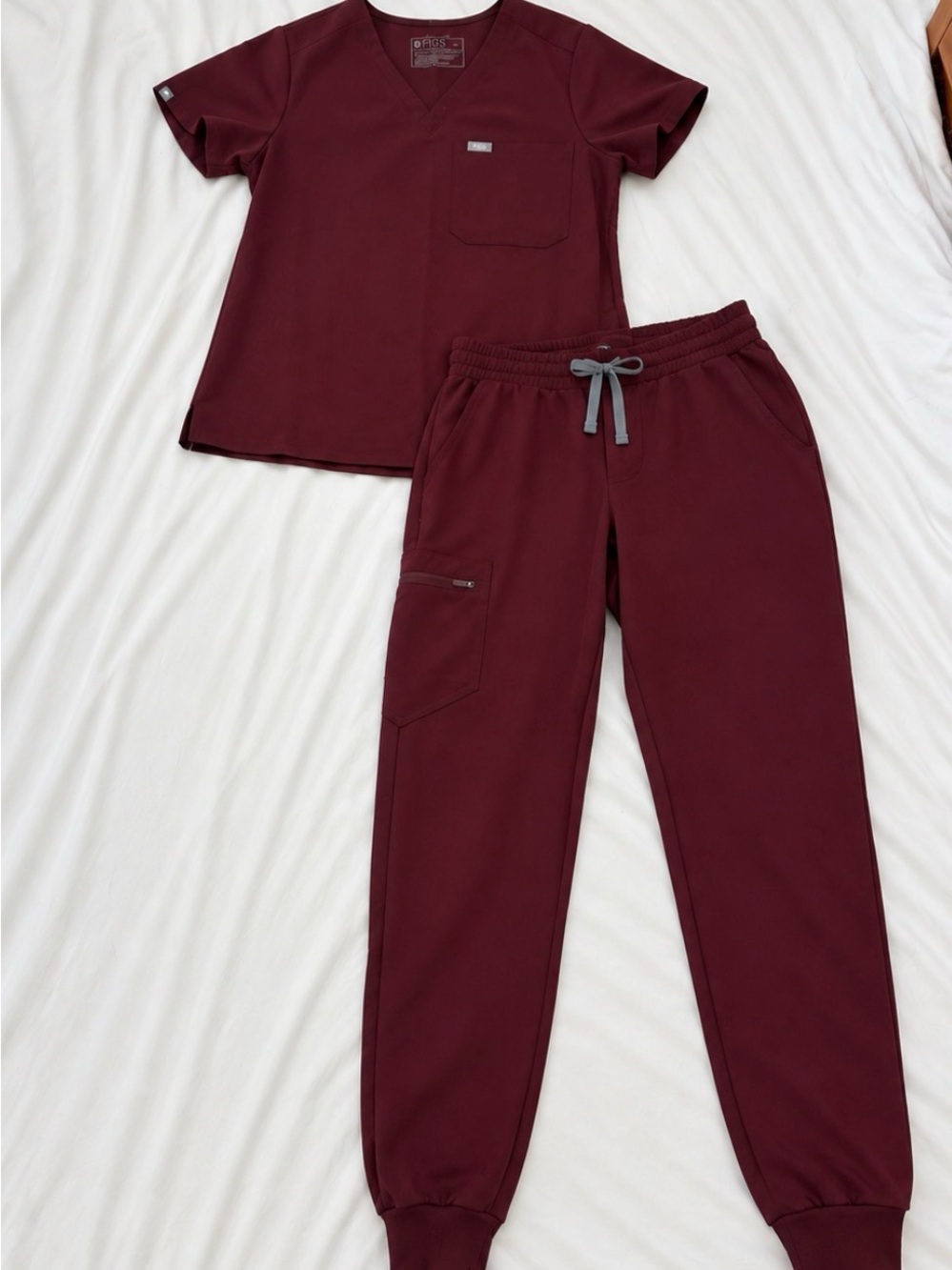 Figs Women's Pajama Scrub Set in Burgundy